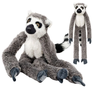 Pluszowa maskotka przytulanka lemur z rzepami do zawieszenia szary 35 cm