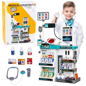 Duży zestaw lekarski ze stolikiem medycznym 61 elementów Lean Toys