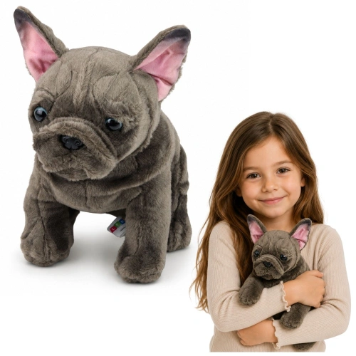 Pluszowa Maskotka Przytulanka Piesek Buldog Francuski Brązowy 22 cm