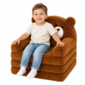 Rozkładany Fotel Sofa Leżanka Miś 2W1 Dla Dzieci Miękki Pluszowy Brązowy