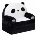 Rozkładany Fotel Sofa Leżanka Panda 2W1 Dla Dzieci Miękki Biało-Czarny