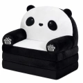 Rozkładany Fotel Sofa Leżanka Panda 2W1 Dla Dzieci Miękki Biało-Czarny