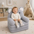 Rozkładany Fotel Sofa Leżanka Koala 2W1 Dla Dzieci Miękki Pluszowy Szary