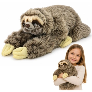 Pluszowy leniwiec realistyczny – maskotka z rzepami na łapkach, 34 cm