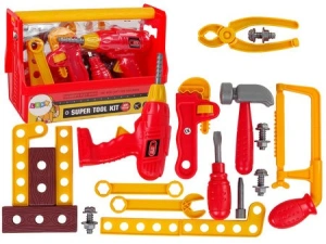 Zestaw narzędzi w skrzynce z młotkiem i kleszczami czerwony Lean Toys
