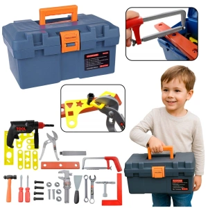 Zestaw majsterkowicza ze skrzynką, narzędziami i wiertarką Lean Toys