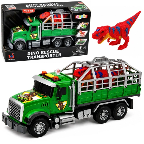 Ciężarówka Transporter Z Klatką Figurka Dinozaur T-Rex Światła Dźwięki 1:12