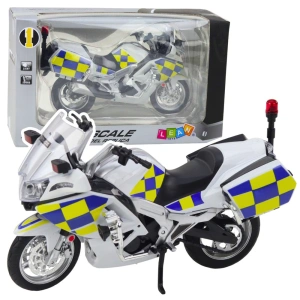 Motocykl Policyjny Metalowy ze Światłami i Dźwiękami Biały 1:12