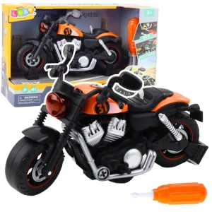 Motocykl do skręcania DIY ze światłami i dźwiękami pomarańczowy