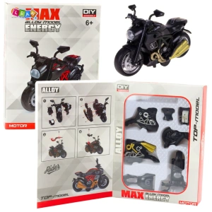 Motocykl do składania DIY 1:14 czarny ze złotymi elementami