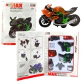 Motocykl Do Składania Skręcania Metal 1:14 DIY Pomarańczowo-Zielony