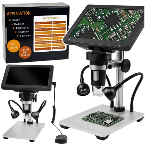 Mikroskop Edukacyjny Cyfrowy Pilot Przewodowy 1200X LCD 7 CALI HD Kamera