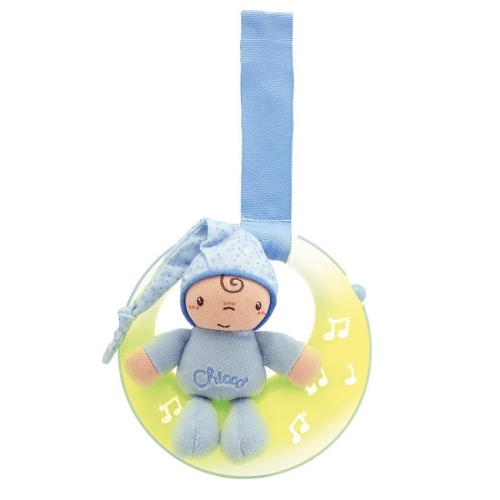 CHICCO PANEL NA ŁÓŻECZKO LAMPKA POZYTYWKA MUZYCZNY KSIĘŻYC NIEBIESKI 24262