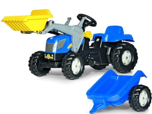 ROLLY TOYS TRAKTOR NA PEDAŁY Z ŁYŻKĄ I PRZYCZEPĄ KID NEW HOLLAND 023929