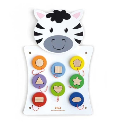 VIGA DREWNIANA ZABAWKA ŚCIENNA DOPASUJ KSZTAŁTY ZEBRA 50681